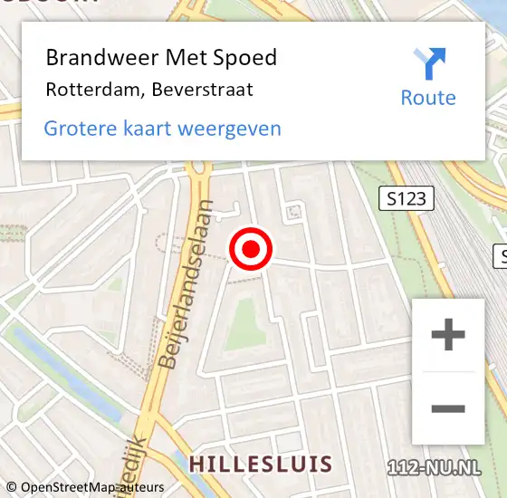 Locatie op kaart van de 112 melding: Brandweer Met Spoed Naar Rotterdam, Beverstraat op 30 oktober 2024 00:22