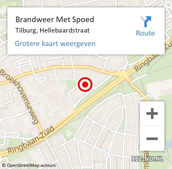 Locatie op kaart van de 112 melding: Brandweer Met Spoed Naar Tilburg, Hellebaardstraat op 30 oktober 2024 00:27