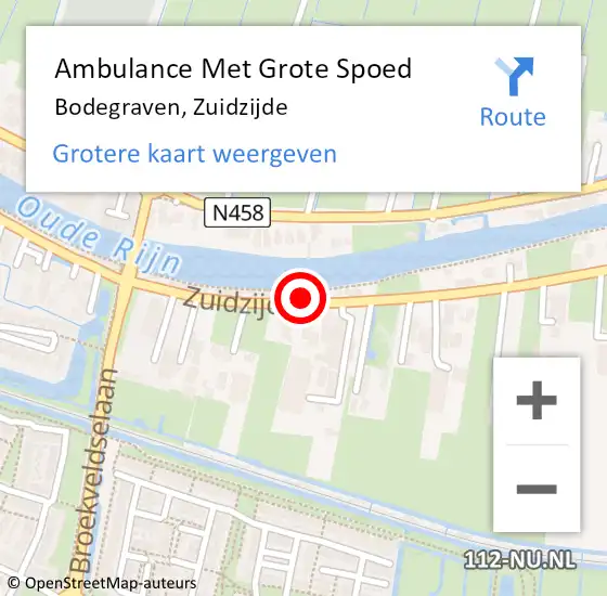 Locatie op kaart van de 112 melding: Ambulance Met Grote Spoed Naar Bodegraven, Zuidzijde op 30 oktober 2024 01:34