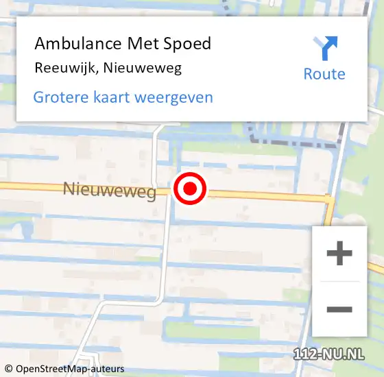 Locatie op kaart van de 112 melding: Ambulance Met Spoed Naar Reeuwijk, Nieuweweg op 30 oktober 2024 02:11