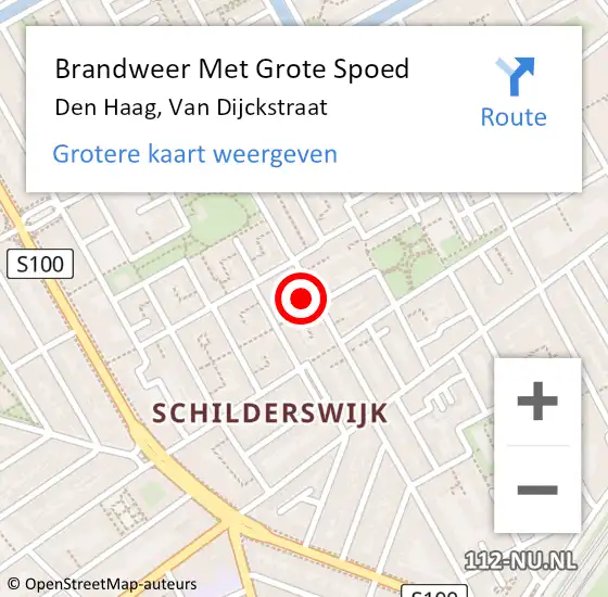 Locatie op kaart van de 112 melding: Brandweer Met Grote Spoed Naar Den Haag, Van Dijckstraat op 30 oktober 2024 02:16