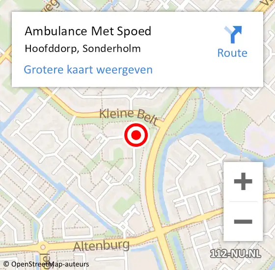 Locatie op kaart van de 112 melding: Ambulance Met Spoed Naar Hoofddorp, Sonderholm op 30 oktober 2024 02:33