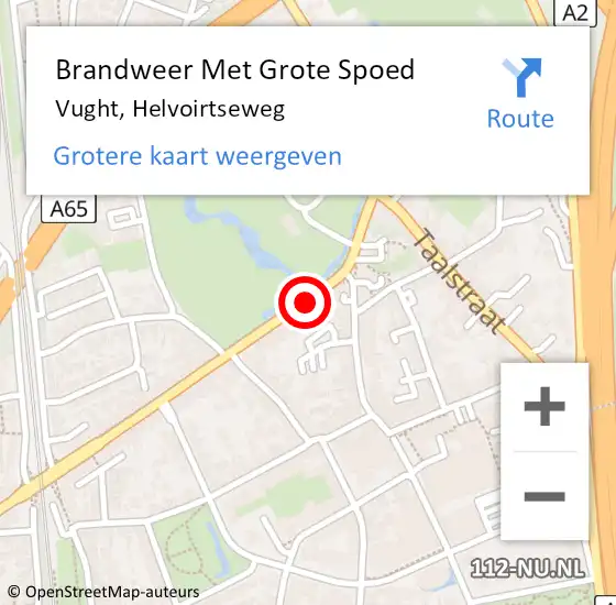 Locatie op kaart van de 112 melding: Brandweer Met Grote Spoed Naar Vught, Helvoirtseweg op 30 oktober 2024 02:54