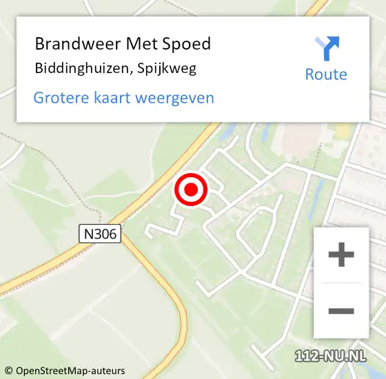 Locatie op kaart van de 112 melding: Brandweer Met Spoed Naar Biddinghuizen, Spijkweg op 30 oktober 2024 05:19