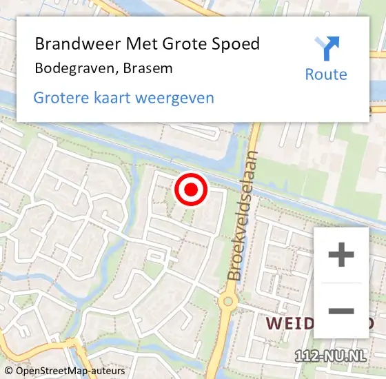 Locatie op kaart van de 112 melding: Brandweer Met Grote Spoed Naar Bodegraven, Brasem op 30 oktober 2024 05:35