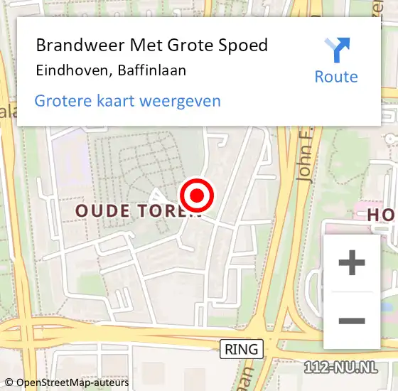 Locatie op kaart van de 112 melding: Brandweer Met Grote Spoed Naar Eindhoven, Baffinlaan op 30 oktober 2024 06:17