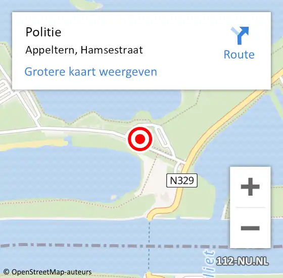 Locatie op kaart van de 112 melding: Politie Appeltern, Hamsestraat op 30 oktober 2024 06:54