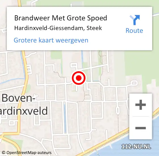 Locatie op kaart van de 112 melding: Brandweer Met Grote Spoed Naar Hardinxveld-Giessendam, Steek op 30 oktober 2024 07:00