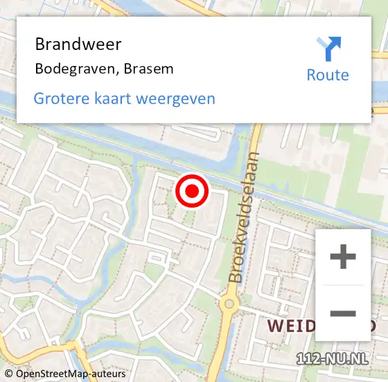 Locatie op kaart van de 112 melding: Brandweer Bodegraven, Brasem op 30 oktober 2024 07:10