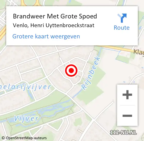 Locatie op kaart van de 112 melding: Brandweer Met Grote Spoed Naar Venlo, Henri Uyttenbroeckstraat op 30 oktober 2024 07:14