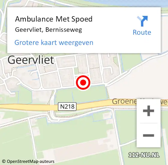 Locatie op kaart van de 112 melding: Ambulance Met Spoed Naar Geervliet, Bernisseweg op 30 oktober 2024 07:31