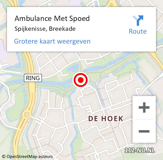 Locatie op kaart van de 112 melding: Ambulance Met Spoed Naar Spijkenisse, Breekade op 30 oktober 2024 07:55