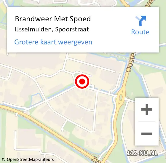 Locatie op kaart van de 112 melding: Brandweer Met Spoed Naar IJsselmuiden, Spoorstraat op 30 oktober 2024 07:58