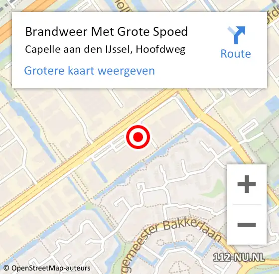 Locatie op kaart van de 112 melding: Brandweer Met Grote Spoed Naar Capelle aan den IJssel, Hoofdweg op 30 oktober 2024 08:11