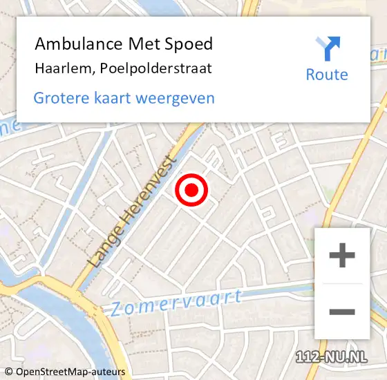 Locatie op kaart van de 112 melding: Ambulance Met Spoed Naar Haarlem, Poelpolderstraat op 30 oktober 2024 08:18