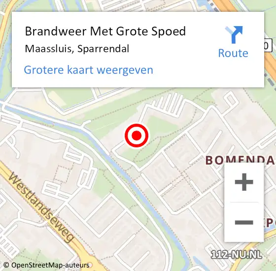 Locatie op kaart van de 112 melding: Brandweer Met Grote Spoed Naar Maassluis, Sparrendal op 30 oktober 2024 08:22