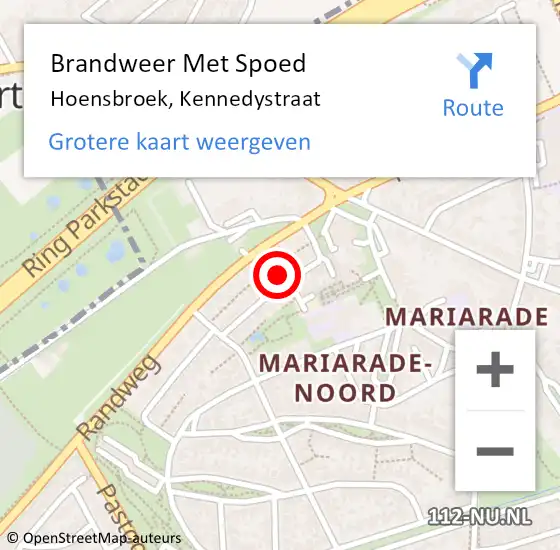 Locatie op kaart van de 112 melding: Brandweer Met Spoed Naar Hoensbroek, Kennedystraat op 30 oktober 2024 08:41