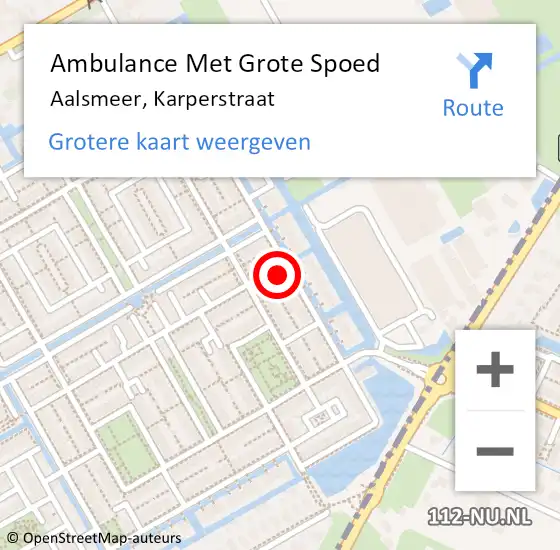 Locatie op kaart van de 112 melding: Ambulance Met Grote Spoed Naar Aalsmeer, Karperstraat op 30 oktober 2024 08:49