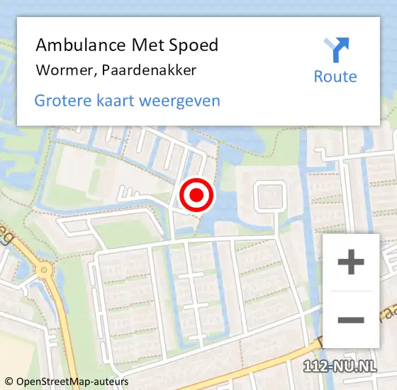 Locatie op kaart van de 112 melding: Ambulance Met Spoed Naar Wormer, Paardenakker op 30 oktober 2024 08:57