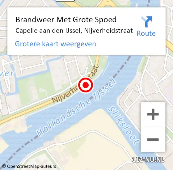 Locatie op kaart van de 112 melding: Brandweer Met Grote Spoed Naar Capelle aan den IJssel, Nijverheidstraat op 30 oktober 2024 09:05