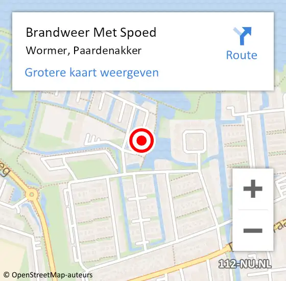 Locatie op kaart van de 112 melding: Brandweer Met Spoed Naar Wormer, Paardenakker op 30 oktober 2024 09:18