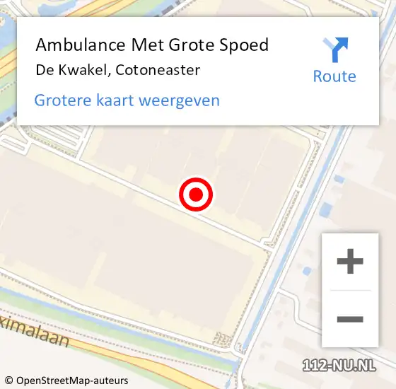 Locatie op kaart van de 112 melding: Ambulance Met Grote Spoed Naar De Kwakel, Cotoneaster op 30 oktober 2024 09:23