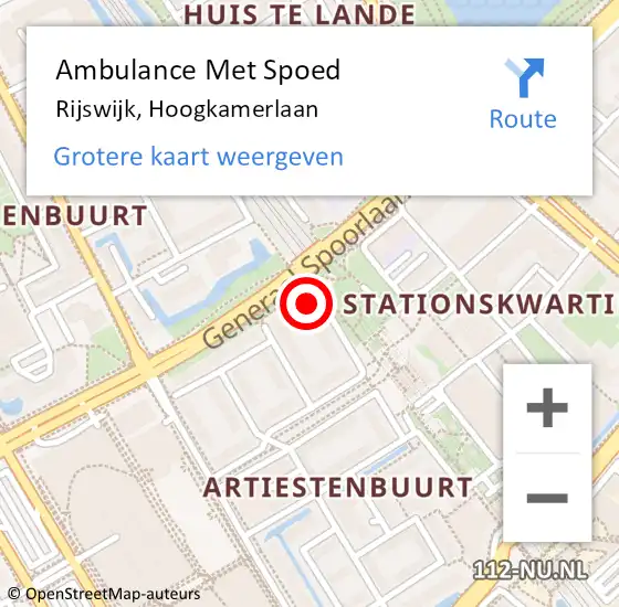 Locatie op kaart van de 112 melding: Ambulance Met Spoed Naar Rijswijk, Hoogkamerlaan op 30 oktober 2024 09:40