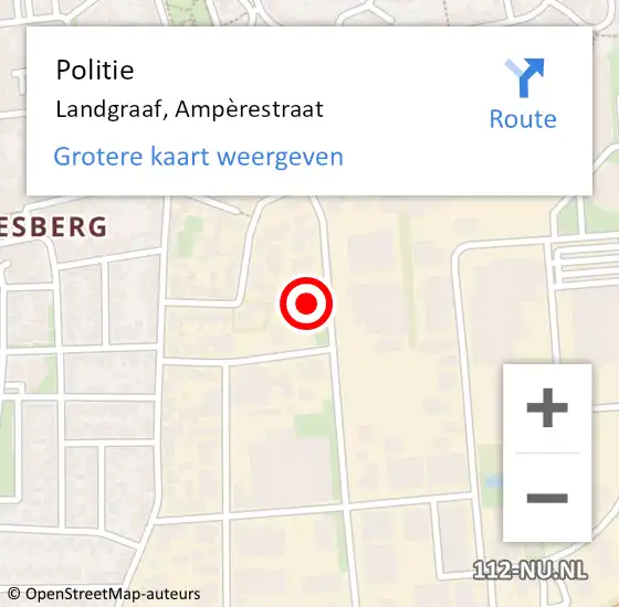 Locatie op kaart van de 112 melding: Politie Landgraaf, Ampèrestraat op 30 oktober 2024 09:56