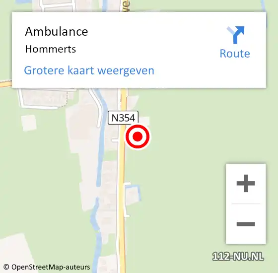 Locatie op kaart van de 112 melding: Ambulance Hommerts op 30 oktober 2024 10:08