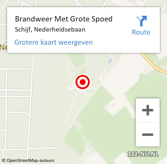 Locatie op kaart van de 112 melding: Brandweer Met Grote Spoed Naar Schijf, Nederheidsebaan op 30 oktober 2024 10:38