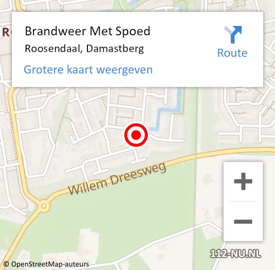 Locatie op kaart van de 112 melding: Brandweer Met Spoed Naar Roosendaal, Damastberg op 30 oktober 2024 10:40