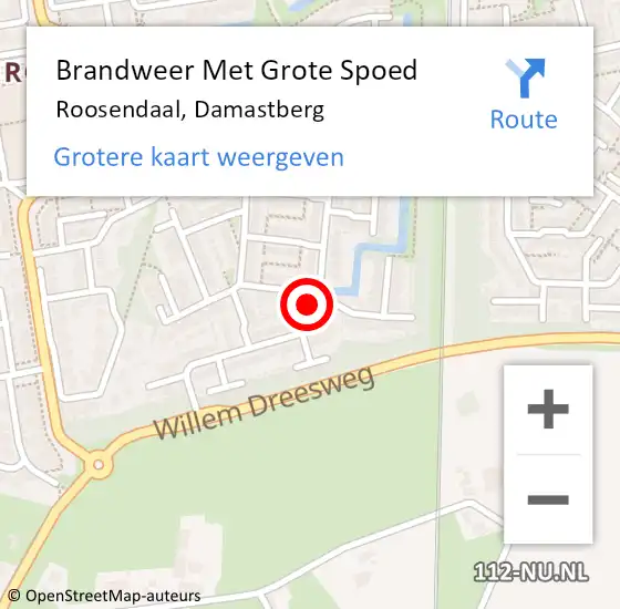 Locatie op kaart van de 112 melding: Brandweer Met Grote Spoed Naar Roosendaal, Damastberg op 30 oktober 2024 10:43