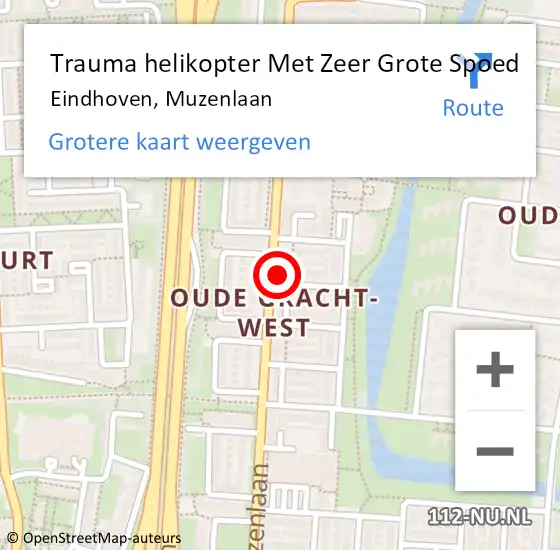 Locatie op kaart van de 112 melding: Trauma helikopter Met Zeer Grote Spoed Naar Eindhoven, Muzenlaan op 30 oktober 2024 10:45