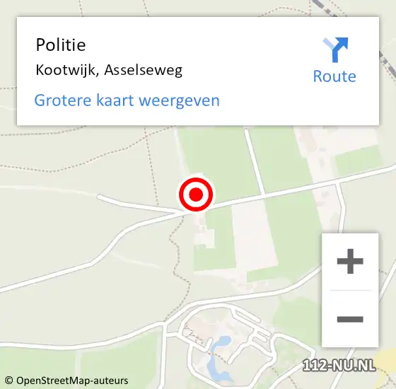 Locatie op kaart van de 112 melding: Politie Kootwijk, Asselseweg op 30 oktober 2024 10:52