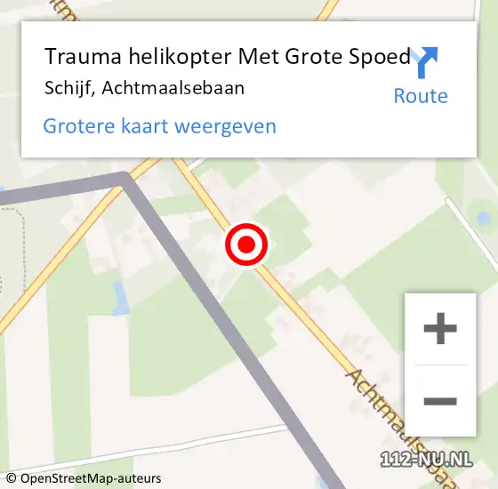 Locatie op kaart van de 112 melding: Trauma helikopter Met Grote Spoed Naar Schijf, Achtmaalsebaan op 30 oktober 2024 11:02