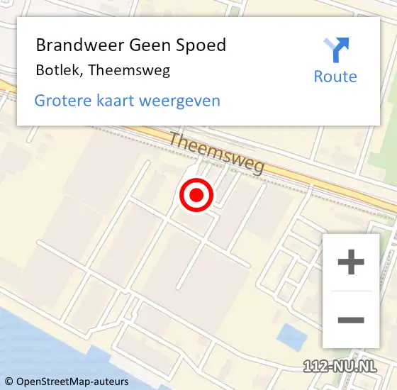 Locatie op kaart van de 112 melding: Brandweer Geen Spoed Naar Botlek, Theemsweg op 30 oktober 2024 11:14