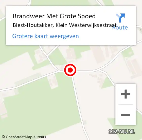 Locatie op kaart van de 112 melding: Brandweer Met Grote Spoed Naar Biest-Houtakker, Klein Westerwijksestraat op 25 oktober 2014 09:32