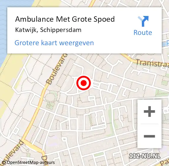 Locatie op kaart van de 112 melding: Ambulance Met Grote Spoed Naar Katwijk, Schippersdam op 30 oktober 2024 11:33