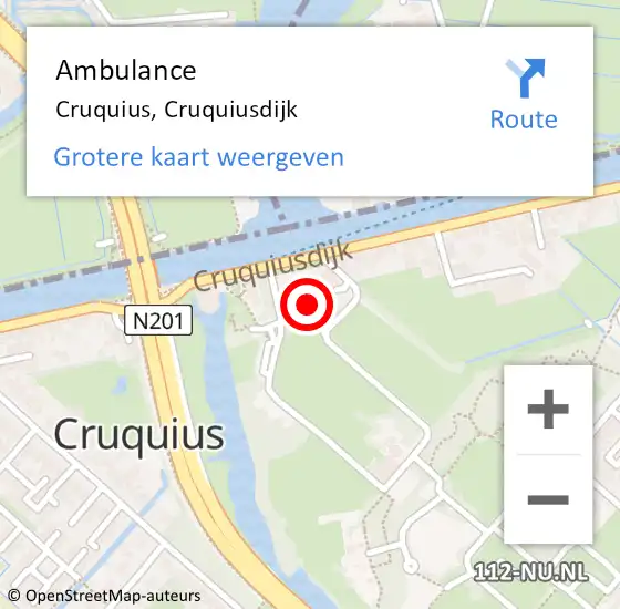 Locatie op kaart van de 112 melding: Ambulance Cruquius, Cruquiusdijk op 30 oktober 2024 11:43