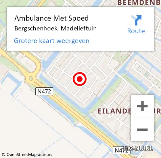 Locatie op kaart van de 112 melding: Ambulance Met Spoed Naar Bergschenhoek, Madelieftuin op 25 oktober 2014 09:35