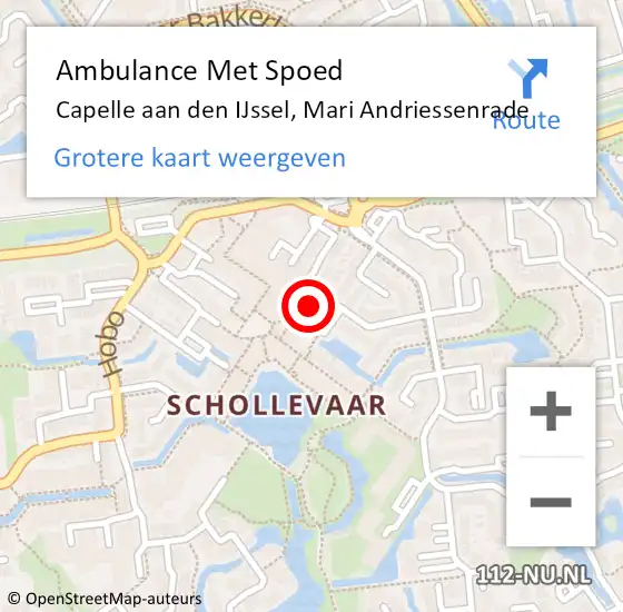 Locatie op kaart van de 112 melding: Ambulance Met Spoed Naar Capelle aan den IJssel, Mari Andriessenrade op 30 oktober 2024 11:52