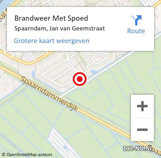 Locatie op kaart van de 112 melding: Brandweer Met Spoed Naar Spaarndam, Jan van Geemstraat op 30 oktober 2024 12:16