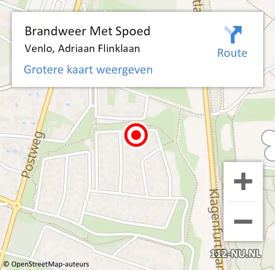 Locatie op kaart van de 112 melding: Brandweer Met Spoed Naar Venlo, Adriaan Flinklaan op 30 oktober 2024 12:43