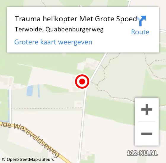 Locatie op kaart van de 112 melding: Trauma helikopter Met Grote Spoed Naar Terwolde, Quabbenburgerweg op 30 oktober 2024 13:30