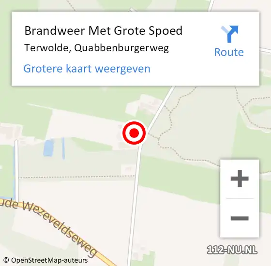 Locatie op kaart van de 112 melding: Brandweer Met Grote Spoed Naar Terwolde, Quabbenburgerweg op 30 oktober 2024 13:35