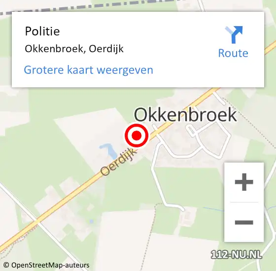 Locatie op kaart van de 112 melding: Politie Okkenbroek, Oerdijk op 30 oktober 2024 13:40