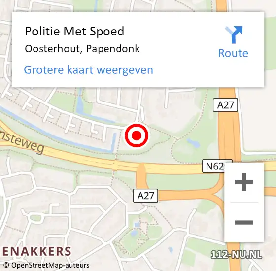 Locatie op kaart van de 112 melding: Politie Met Spoed Naar Oosterhout, Papendonk op 30 oktober 2024 13:45