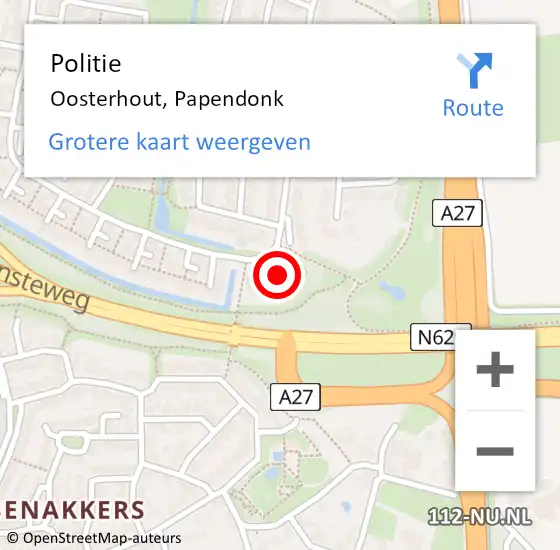 Locatie op kaart van de 112 melding: Politie Oosterhout, Papendonk op 30 oktober 2024 13:45