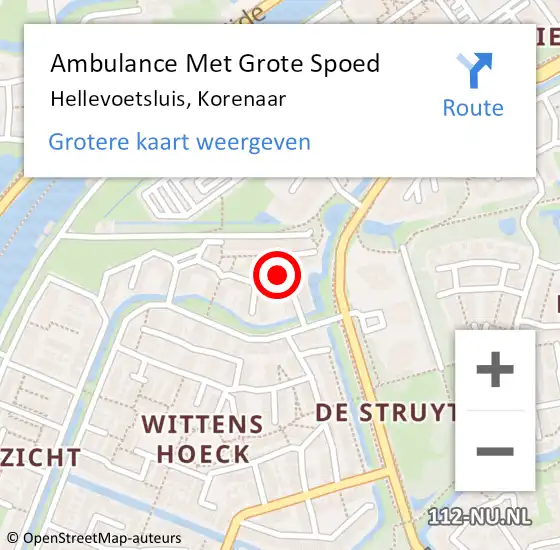 Locatie op kaart van de 112 melding: Ambulance Met Grote Spoed Naar Hellevoetsluis, Korenaar op 30 oktober 2024 13:47