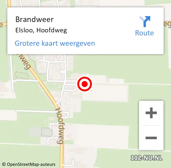 Locatie op kaart van de 112 melding: Brandweer Elsloo, Hoofdweg op 30 oktober 2024 14:05